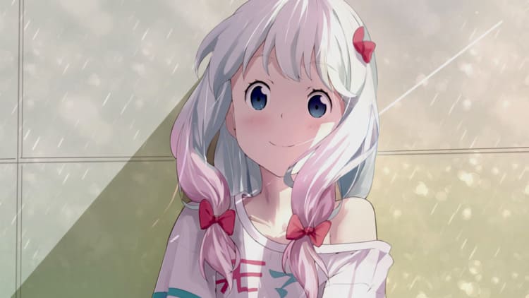 Izumi Sagiri - anime girl with white hair green eyes